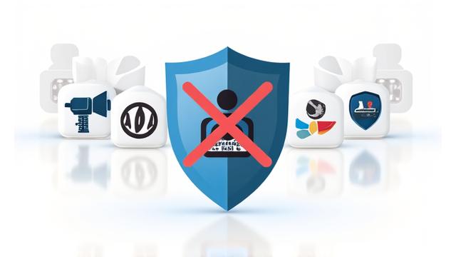 Illustrazione di un blocco che impedisce il passaggio di dati verso loghi pubblicitari, simboleggiando la politica di non condivisione dati di Anima Oceano con terze parti per scopi di marketing.
